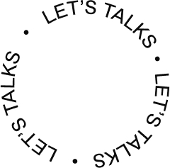 kreisförmig angeordneter Text als Verweis auf die Kontaktmöglichkeiten