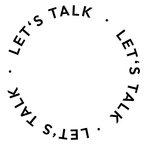 kreisförmig angeordneter Text als Verweis auf die Kontaktmöglichkeiten