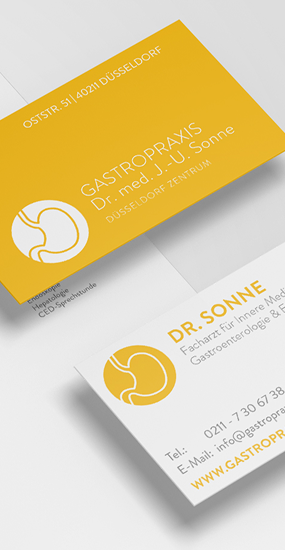 Branding für Gastropraxis Sonne - Ansicht von Visitenkarten