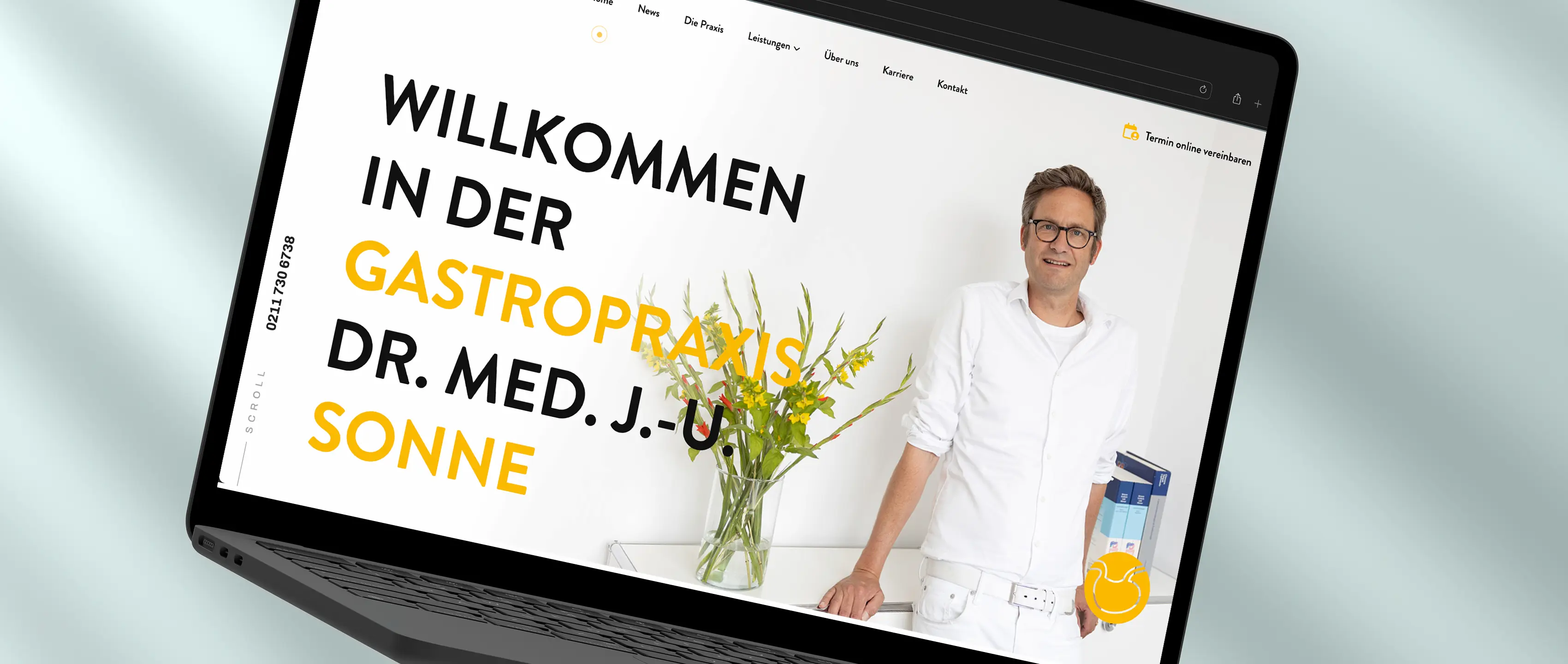 Website für Gastropraxis Sonne - Desktop-Ansicht der Startseite