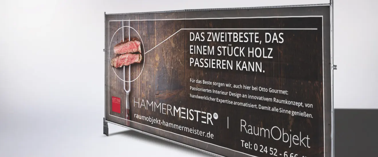 Werbung für Hammermeister - Baustellenbanner