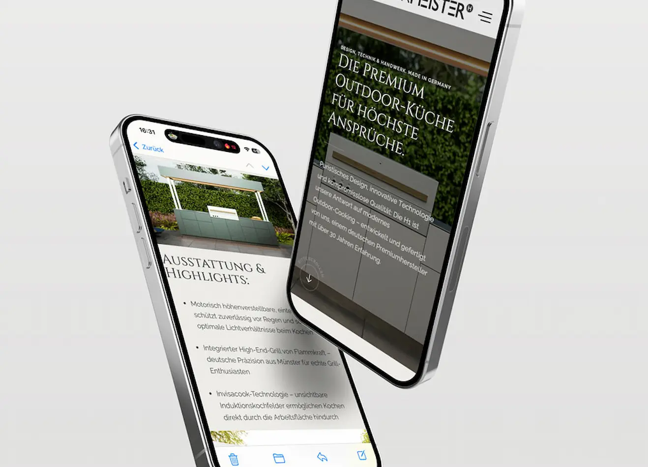 Product Launch für Hammermeister - Smartphone-Ansicht der Produkt-Seite