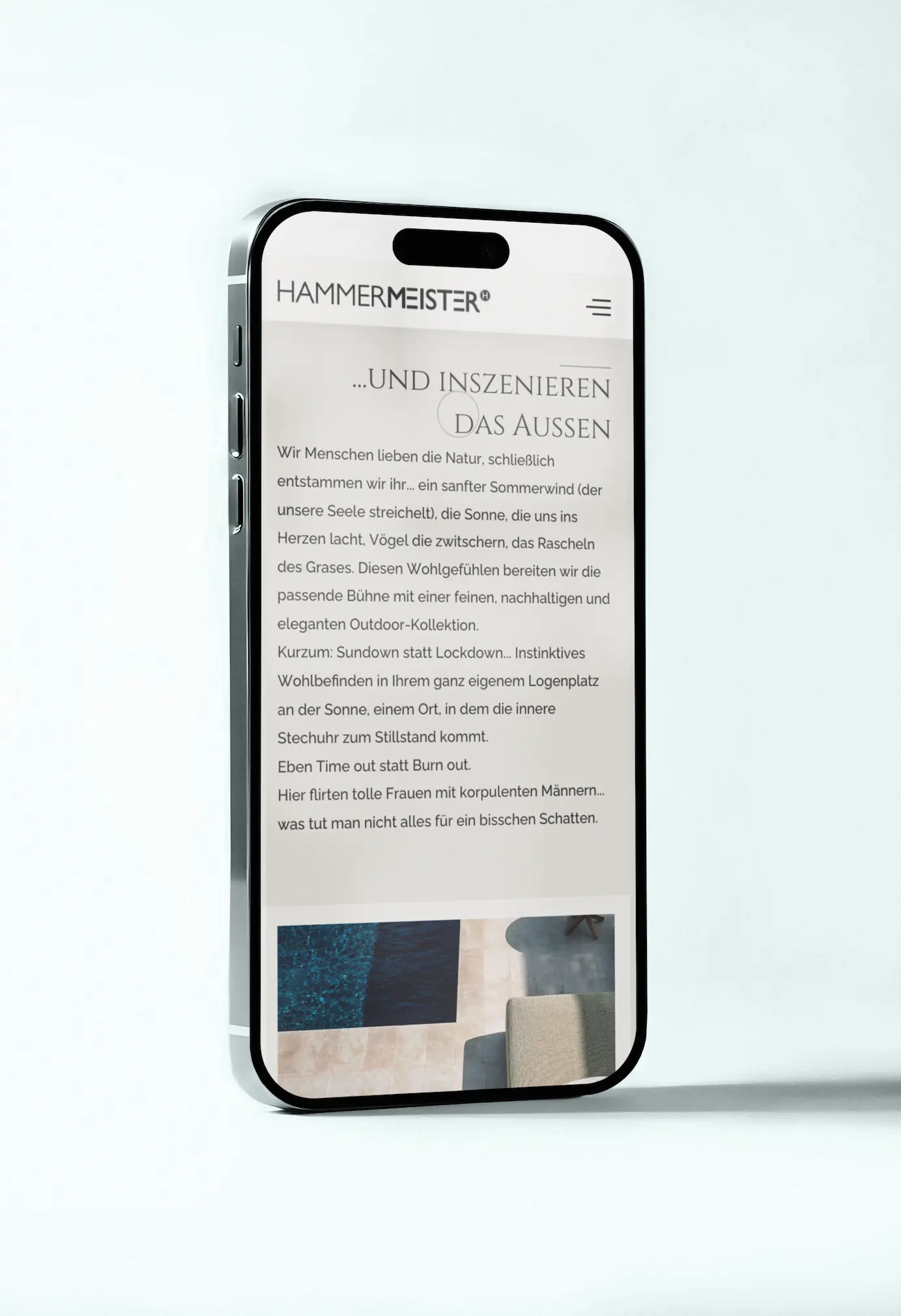 Webdesign für Hammermeister - Smartphone Ansicht einer Unterseite