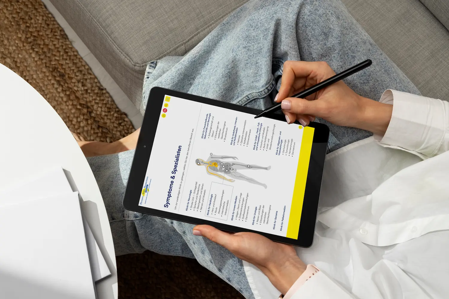 Webdesign für Hermann-Josef-Krankenhaus - Tablet-Ansicht der Startseite