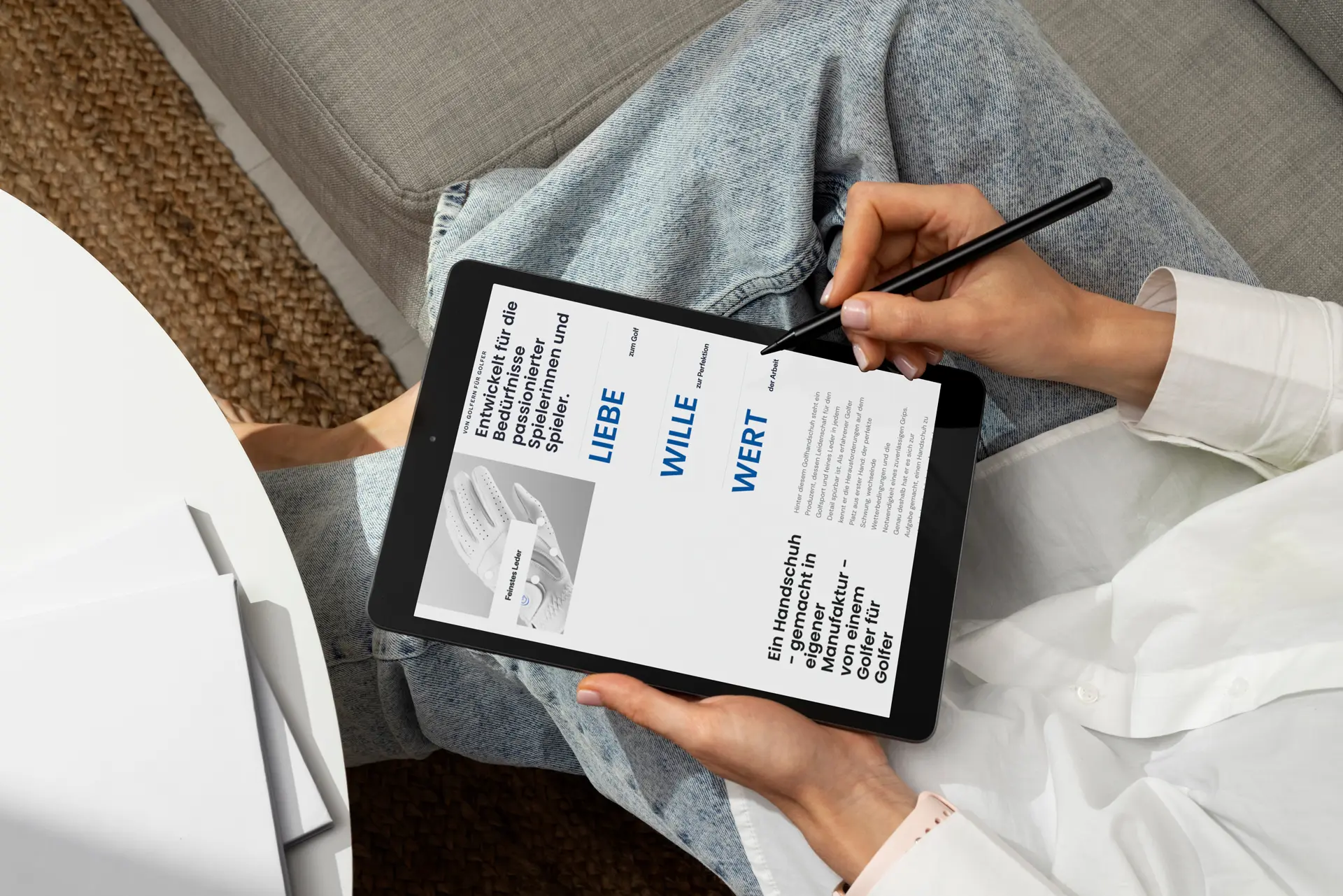 Webdesign für King Golfgloves - Tablet-Ansicht der Website