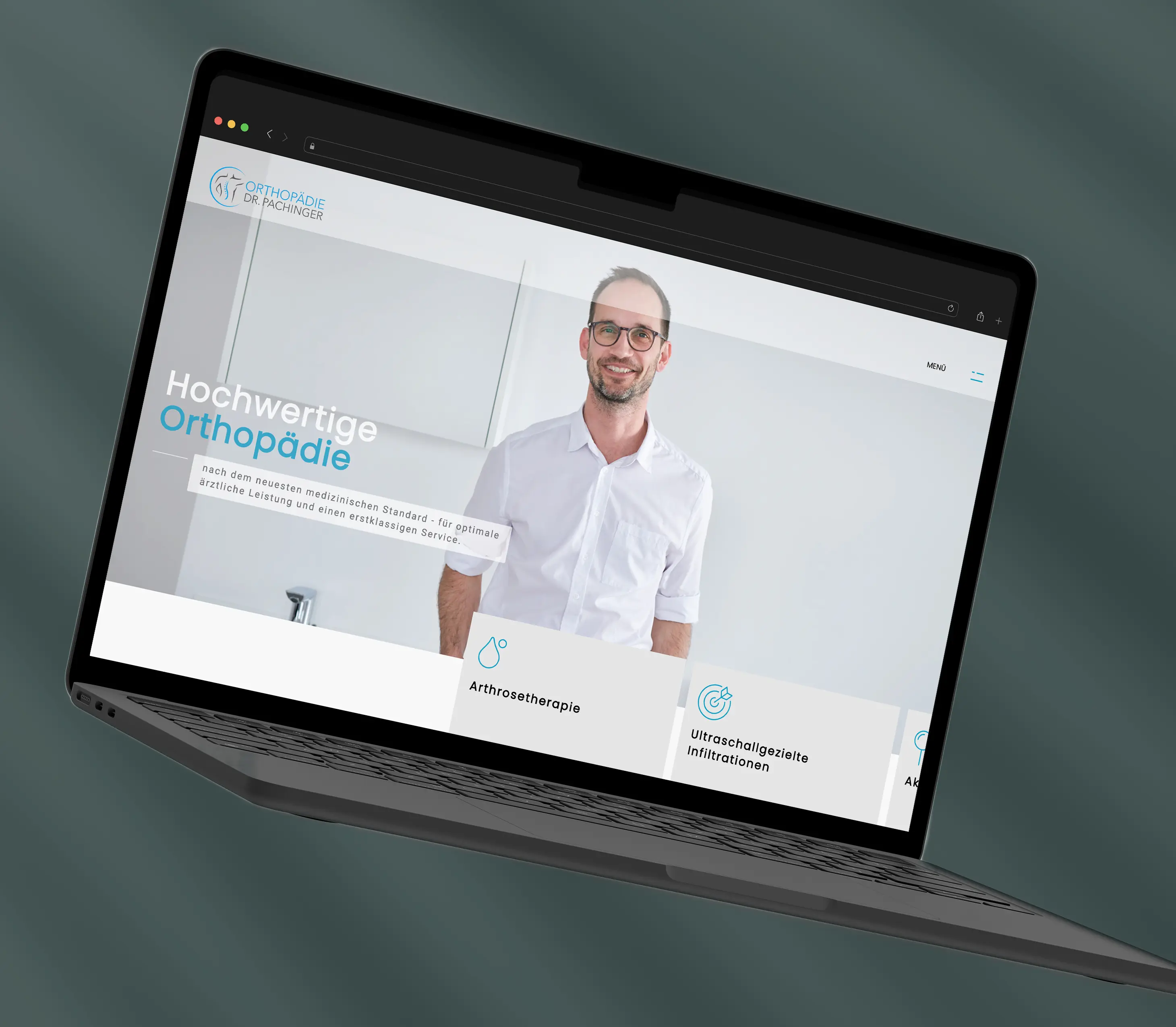 Webdesign für Orthopädie Pachinger - Desktop-Ansicht der Orthopädie-Seite