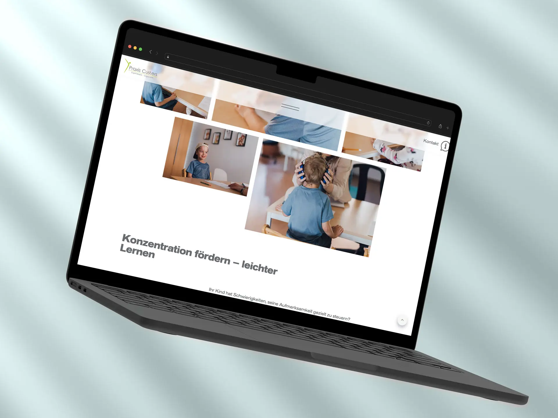 Webdesign für Praxis Custers - Smartphone-Ansicht der Logopädie- und Karriere-Seiten