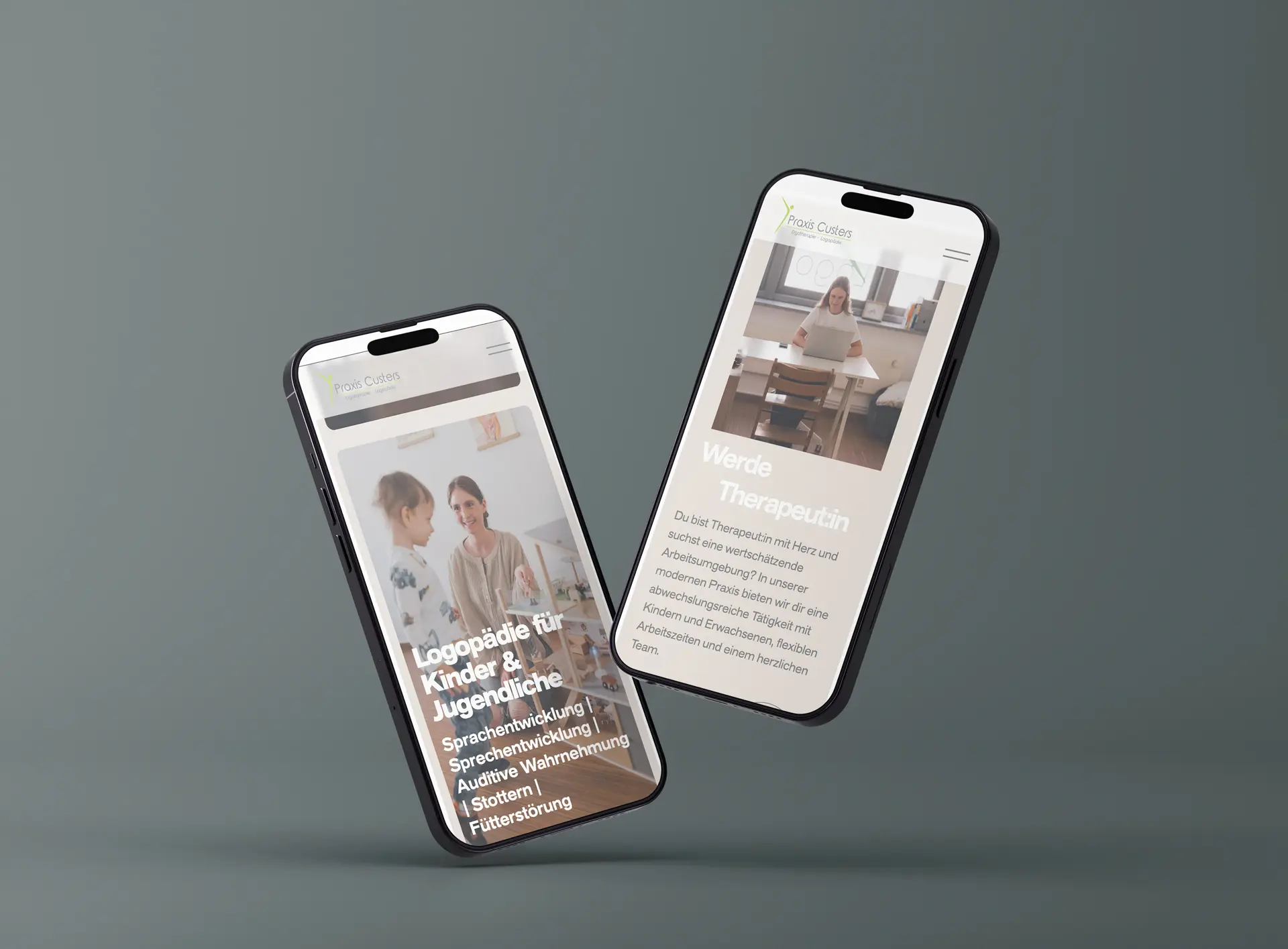 Webdesign für Praxis Custers - Desktop-Ansicht einer Unterseite