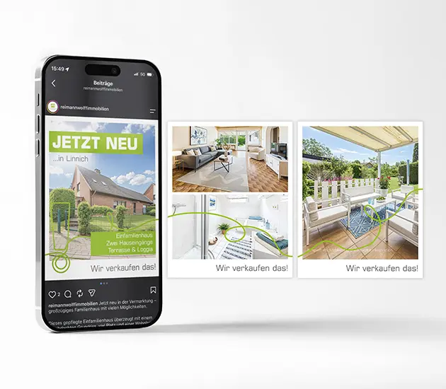 Social Media Post für Reimann & Wolff Immobilien - Instagram-Beitrag zu neuer Immobilie