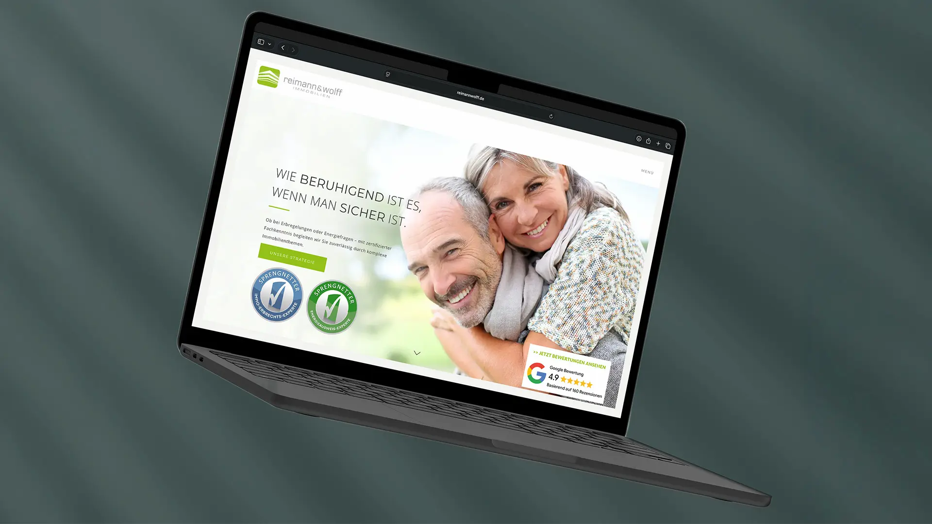 Website für Reimann & Wolff Immobilien - Desktop-Ansicht der Willkommens-Seite