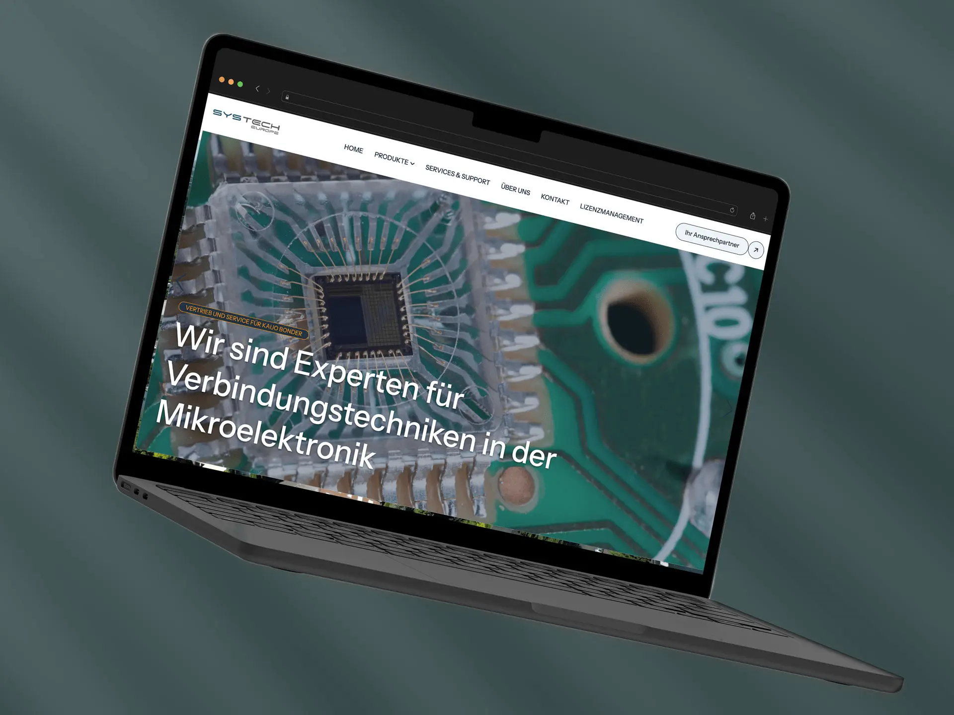 Webdesign für Systech Europe - Desktop-Ansicht der Startseite