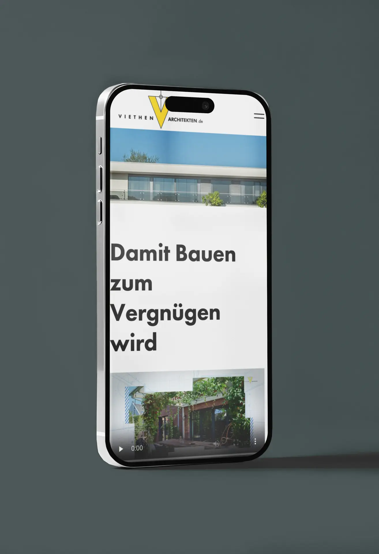 Webdesign für Viethen Architekten - Smartphone-Ansicht der Seite